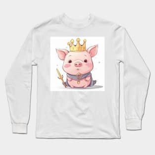 Kawaii King Piggy, Cartoon Long Sleeve T-Shirt